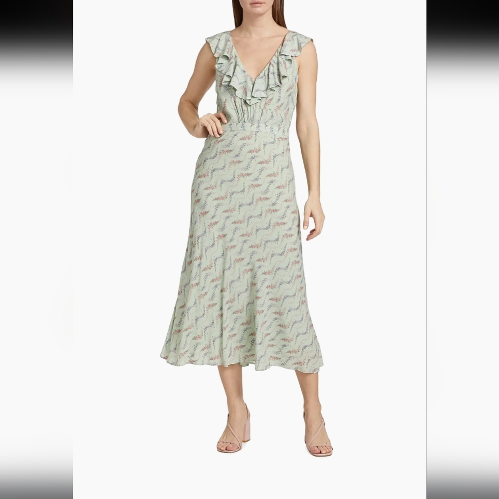 PAIGE Shona Floral Ruffled Midi-Dress